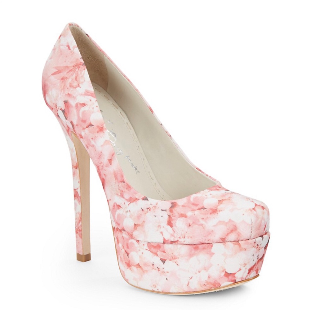 Alice & Olivia Satin Cherry Blossom Platform